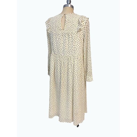 Madewell Smocked Ruffle-Shoulder Midi Dress Inkbrush Dots Small - Picture 6 of 9